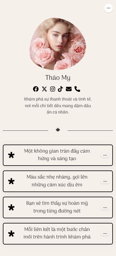 Link bio Mộc mạc thanh lịch